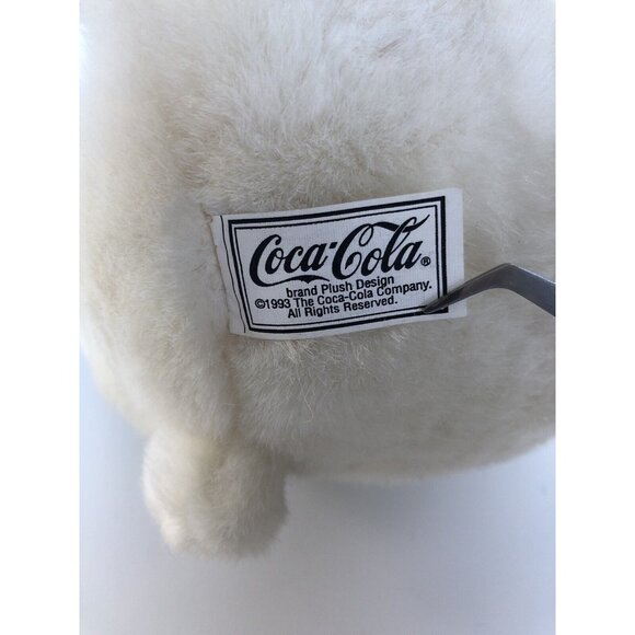 Vintage 1993 Sitting 13” Coca-Cola Plush Polar Bear W/Button Stuffed Animal - Picture 4 of 4